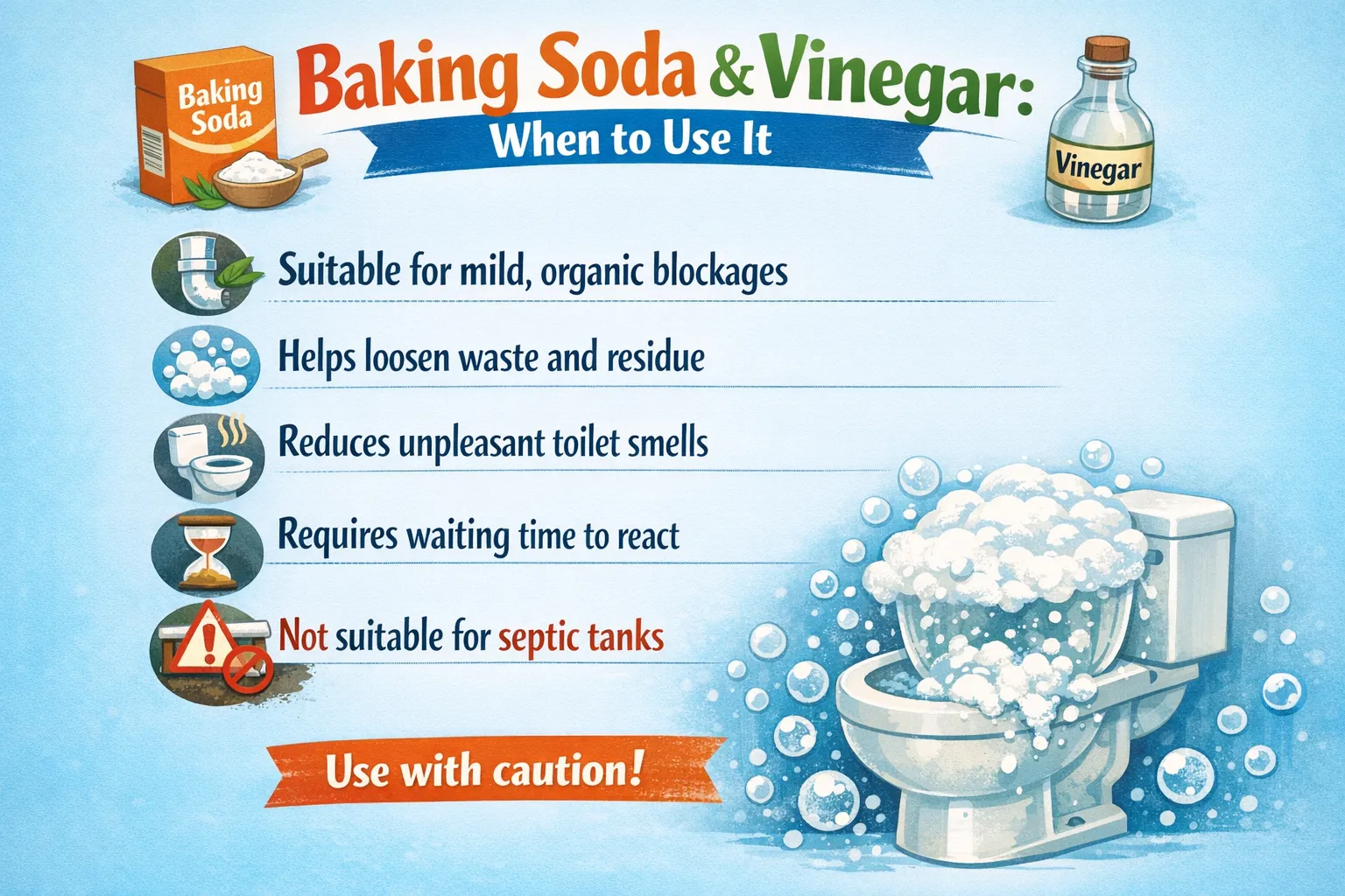 Baking soda and vinegar toilet method