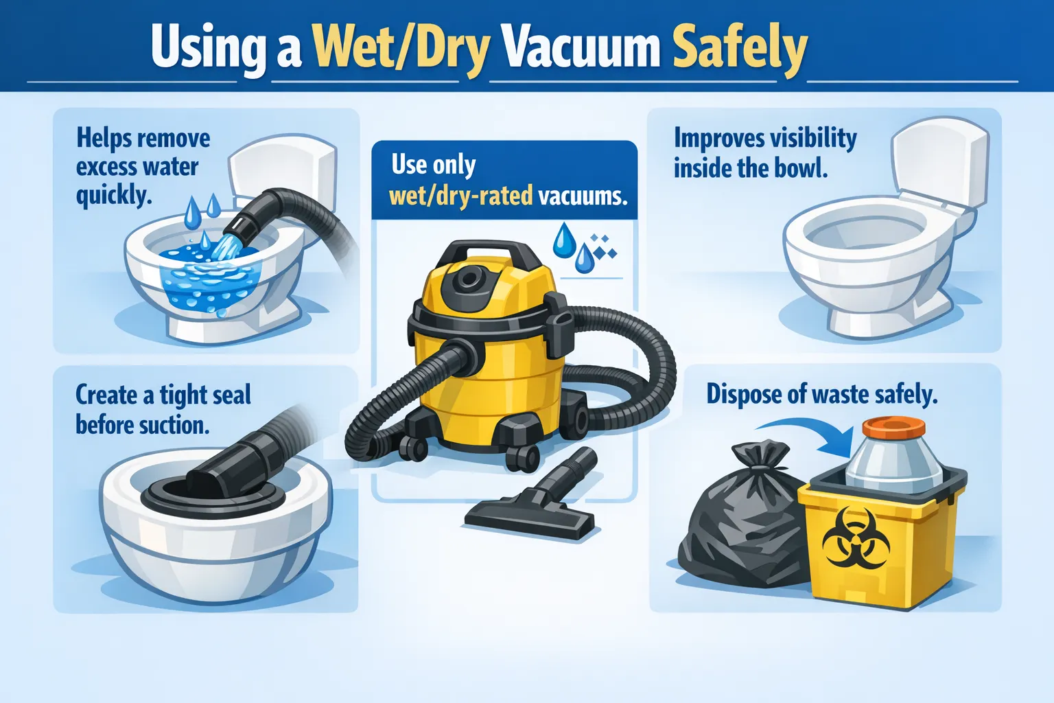 Using a wet dry vacuum on a toilet